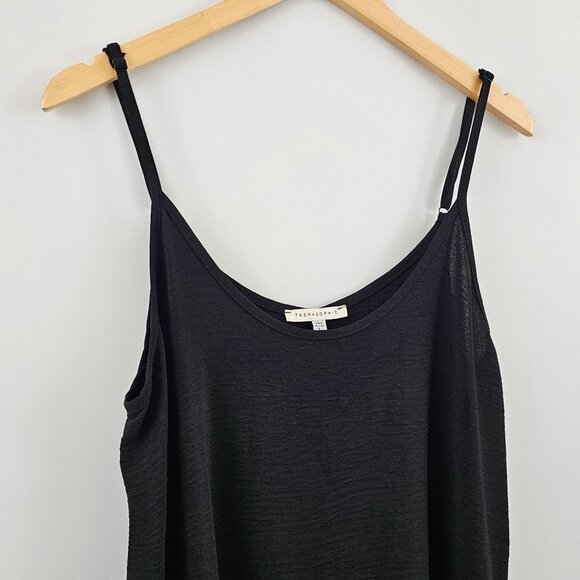 Tash + Sophie Black Spaghetti Strap Slip Dress L Minimalist Classic Whimsigoth - Picture 4 of 12